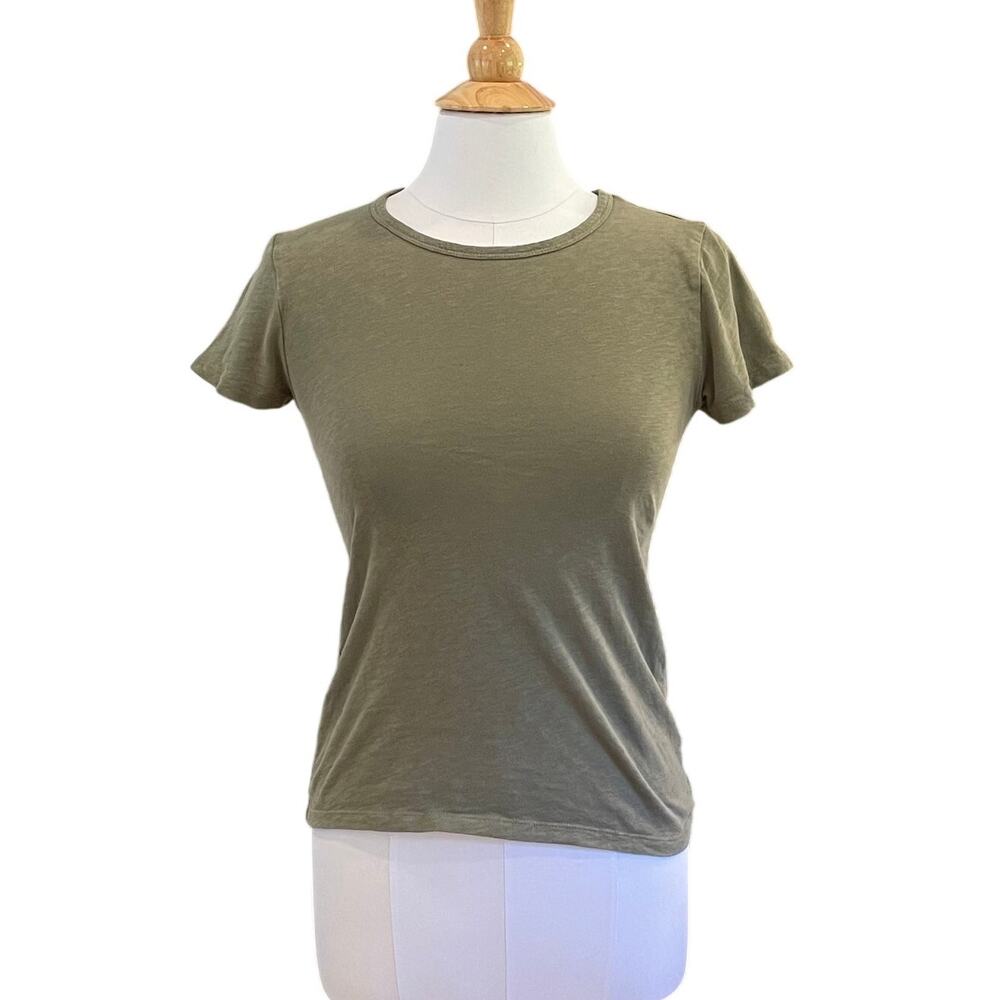 J.Crew Olive Green Studio Tee, Short Sleeve, 100% Cotton, Size XS